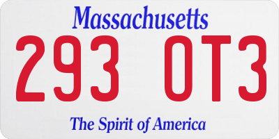 MA license plate 293OT3