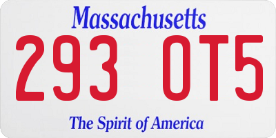 MA license plate 293OT5