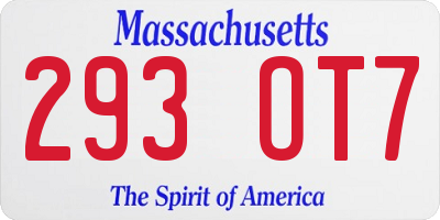 MA license plate 293OT7