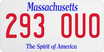 MA license plate 293OU0