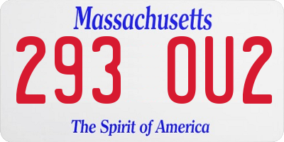 MA license plate 293OU2