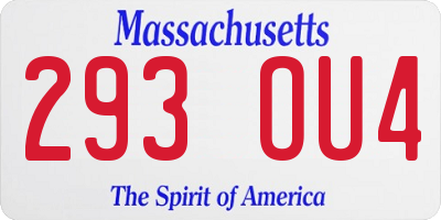 MA license plate 293OU4