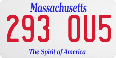 MA license plate 293OU5