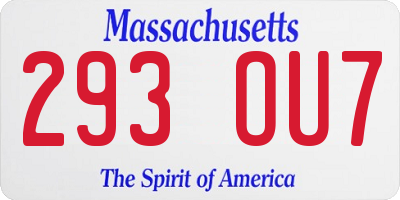 MA license plate 293OU7