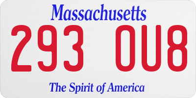 MA license plate 293OU8