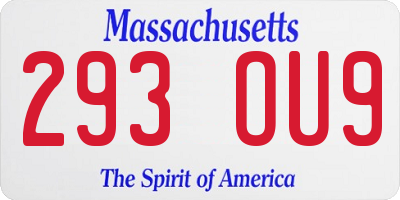 MA license plate 293OU9