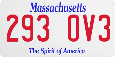 MA license plate 293OV3