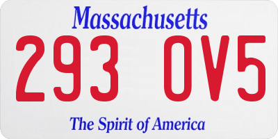 MA license plate 293OV5