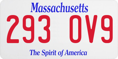 MA license plate 293OV9