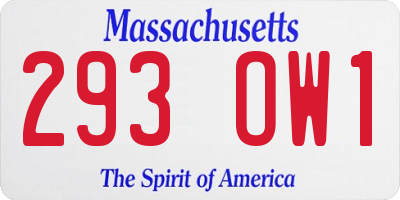MA license plate 293OW1