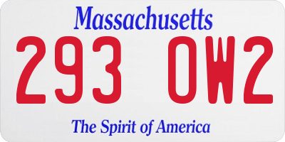 MA license plate 293OW2