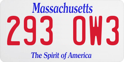 MA license plate 293OW3