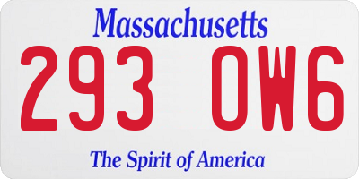 MA license plate 293OW6