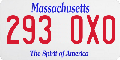MA license plate 293OX0