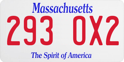 MA license plate 293OX2