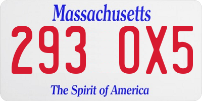 MA license plate 293OX5