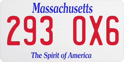 MA license plate 293OX6