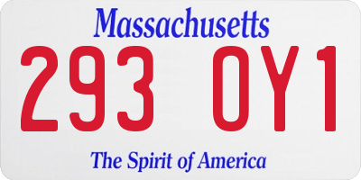 MA license plate 293OY1