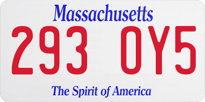 MA license plate 293OY5