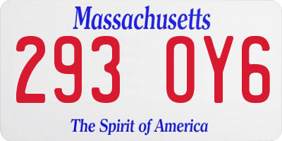 MA license plate 293OY6