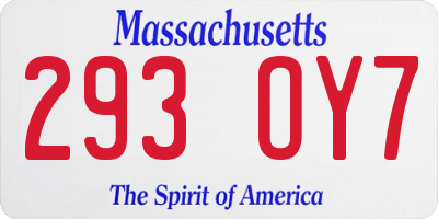 MA license plate 293OY7