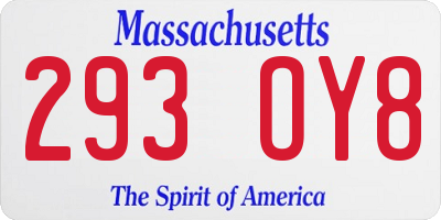 MA license plate 293OY8