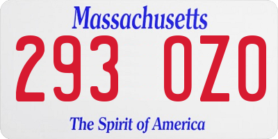 MA license plate 293OZ0