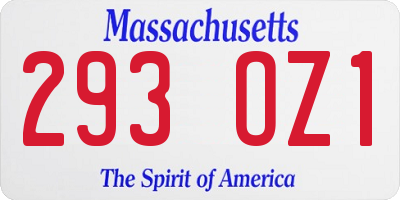 MA license plate 293OZ1