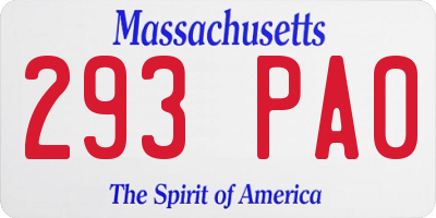 MA license plate 293PA0