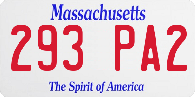 MA license plate 293PA2