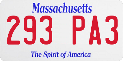 MA license plate 293PA3