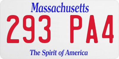 MA license plate 293PA4