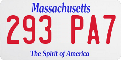 MA license plate 293PA7