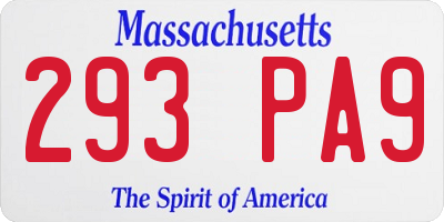 MA license plate 293PA9