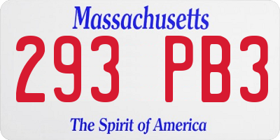 MA license plate 293PB3