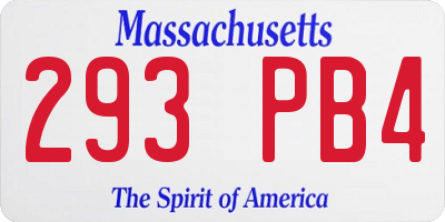 MA license plate 293PB4