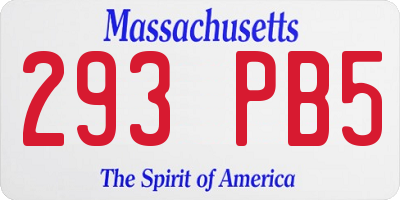 MA license plate 293PB5
