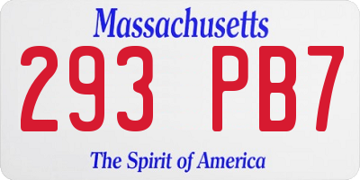 MA license plate 293PB7