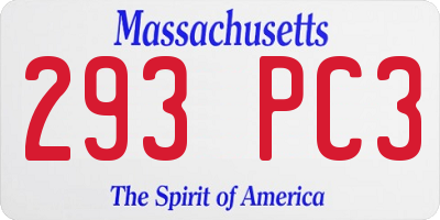 MA license plate 293PC3