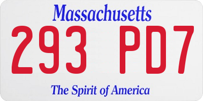 MA license plate 293PD7