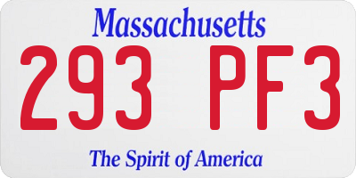 MA license plate 293PF3