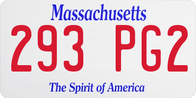 MA license plate 293PG2