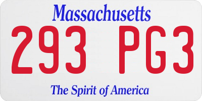 MA license plate 293PG3
