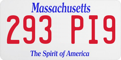 MA license plate 293PI9