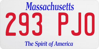 MA license plate 293PJ0