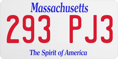 MA license plate 293PJ3