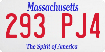 MA license plate 293PJ4