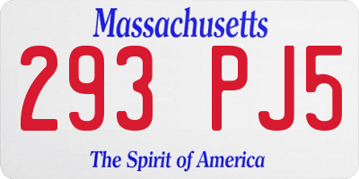 MA license plate 293PJ5