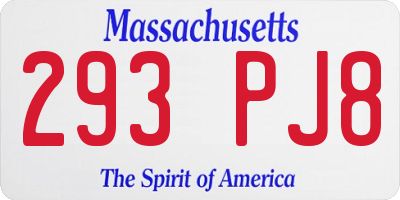 MA license plate 293PJ8