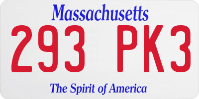 MA license plate 293PK3